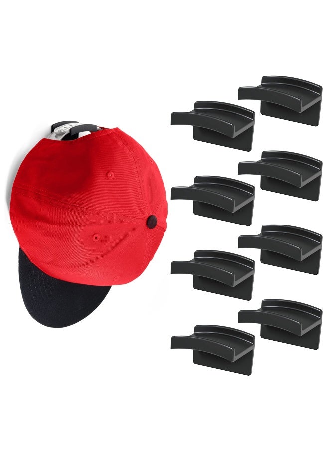Modern JP Adhesive Hat Hooks for Wall (8-Pack) - Minimalist Hat Rack Design, No Drilling, Strong Hold Hat Hangers - USA Patented, Black - Image 1